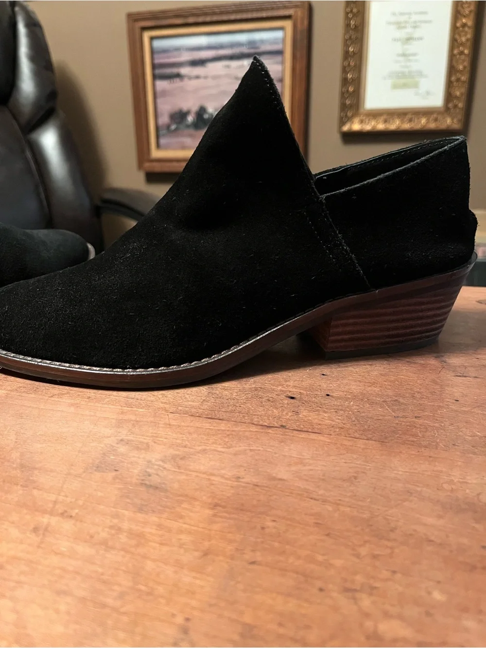 Lucky Brand Fausst Bootie Black Oiled Suede Boots Size 9M Boot Leather